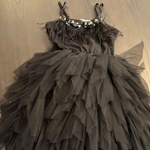 Elegant Black Feathered Kids Costume